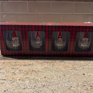 New Winterberrie Lane Christmas Gnome Set of 4 Stemless Glasses